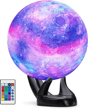 7.1Inch Galaxy Lamp Moon Lamp 3D Printing, Remote Touch Control USB Rechargeable