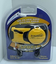 Super Sonic AM/FM Arm Band Radio Walking Jogging Gym Portable Yellow Vintage New