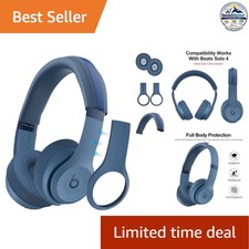 Silicone Case For Beats Solo 4 Blue 3-in-1 Shell Ear Pad Headband Covers