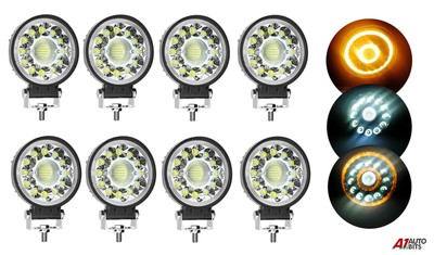 4 inch LED Arbeit Lichtleiste X8 Scheinwerfer Rund Dach Vorne Bernstein 12V 24V