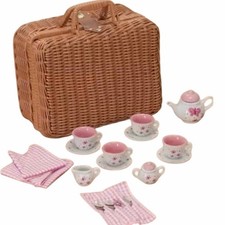 Schylling Butterfly Tea Set Basket 23 Miniature Porcelain Basket Ages 8 and Up