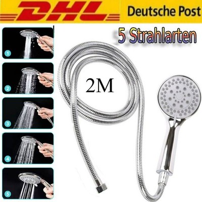 Handbrause Duschkopf Brausekopf 5 Strahlarten mit 2M-Schlauch Bad Wassersparend