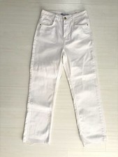 Zara White Straight Fit Jeans size 4 High Rise Straight Leg Raw Hem Ankle NWT