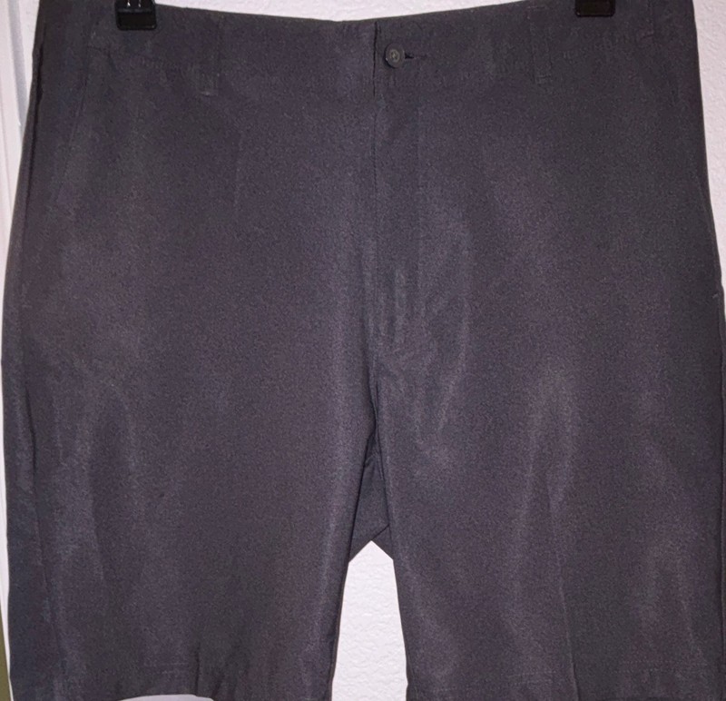 Pebble Beach Men's Golf Shorts 36 Gray Herringbone Stretch Pockets Poly/Spdx