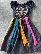 Kids Day of the Dead Skeleton Halloween Fancy Dress Costume Size 7-10 Years