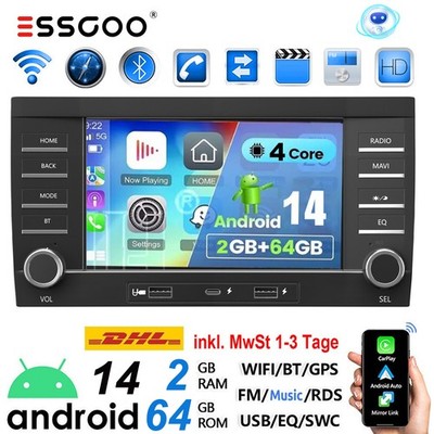 Android 14 CarPlay 2+64G Autoradio Navigation GPS RDS BT Für Porsche Cayenne 9PA