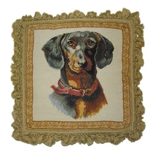 Handmade Wool Needlepoint Throw Pillow Cover 18x18 - Vintage French Country D...