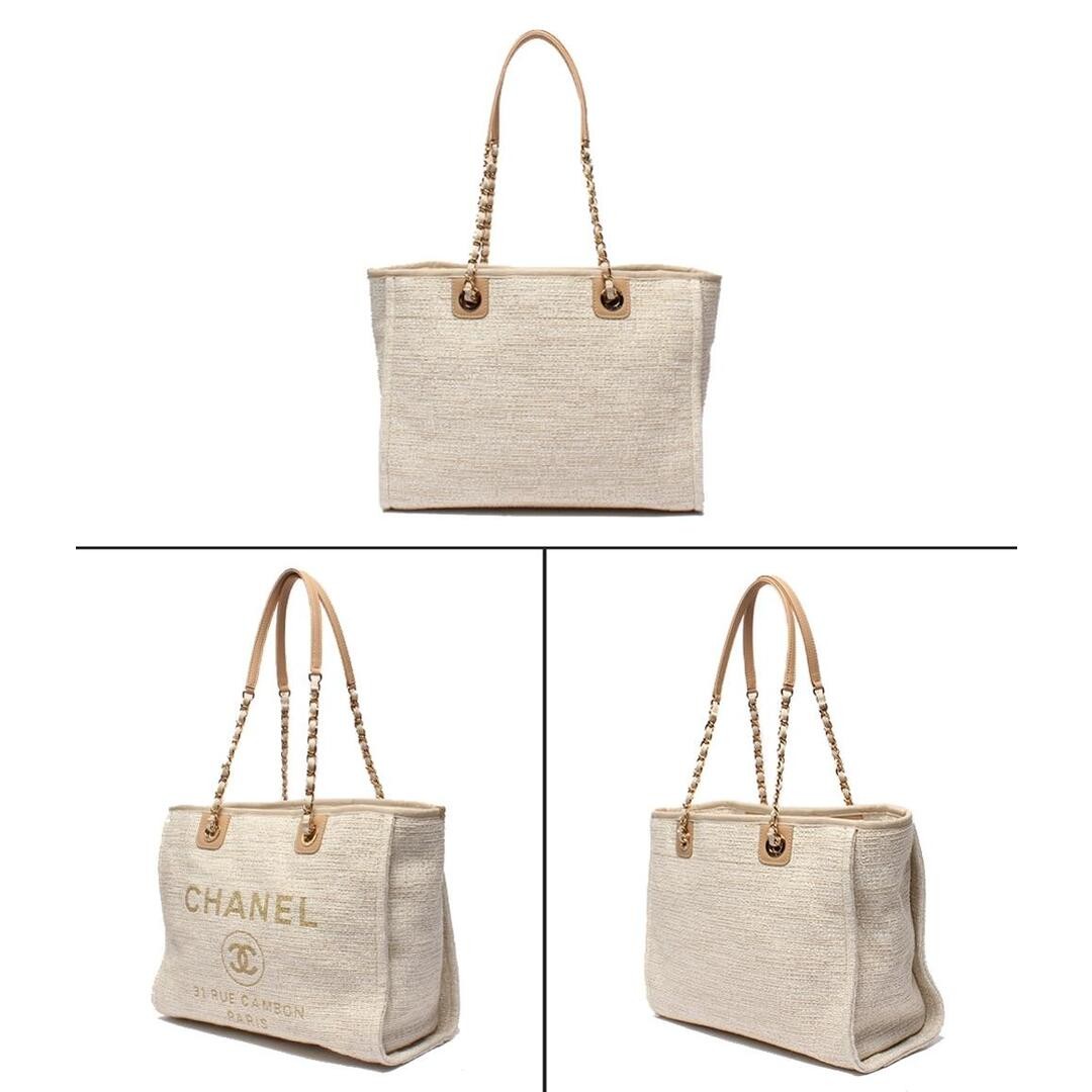 Chanel Tote Bag Shoulder Tweed Gold Hardware Deauville MM Ladies' ebd32d574094d thumbnail 2