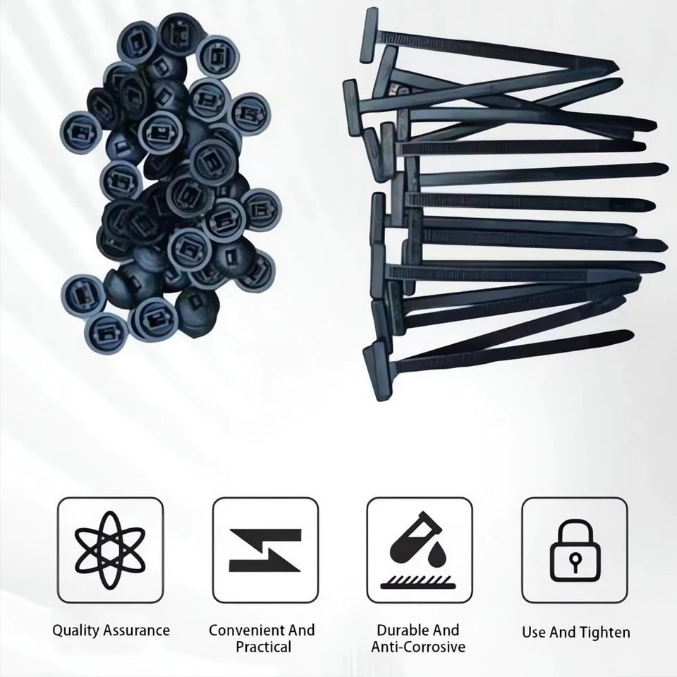 100件装尼龙通用汽车汽车电缆领带扣自锁拉链领带支架  — 第 4/4 张图片