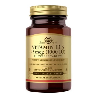 Vitamin D3 100 Chew Tablets 1000 IU by Solgar