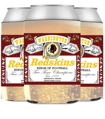 Redskins Can Koozie, Packs of 3, 6, and 12