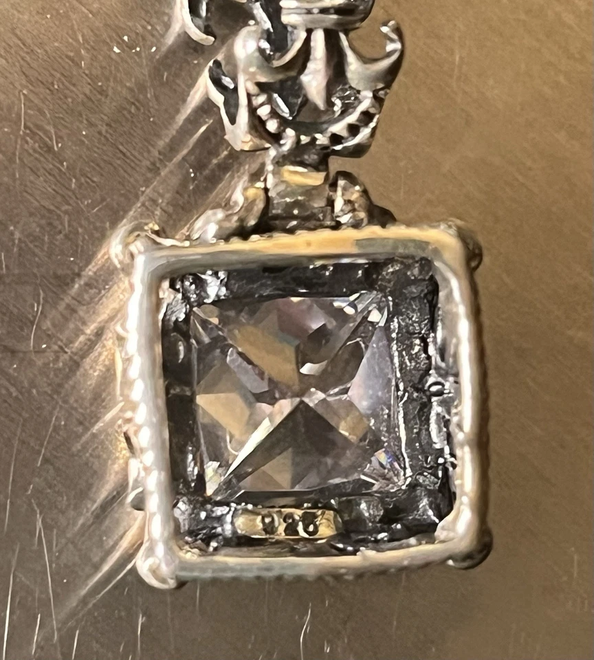 Colgante Uptown de plata esterlina 925 circonita cúbica flor de lis corte ceniza Silpada? LEER Foto 3 de 4