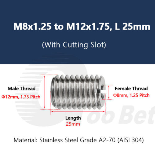 M8 Gewinde Adapter Reduzierung Reduzier-Adapter Muffe Einsätze Edelstahl V2A A2 - Bild 41 von 42