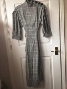zara checked midi dress
