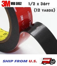 3M VHB Double Sided Foam Adhesive Tape 5952 Automotive Mounting 1/2" x 36 FT 