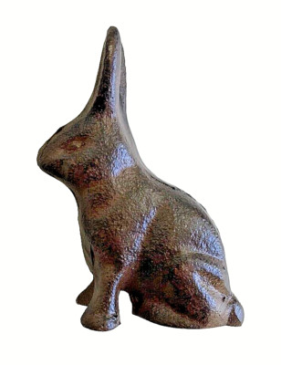 Rabbit Figurine Cast Iron Rustic Brown 3.5'' High Bunny Home Decor
