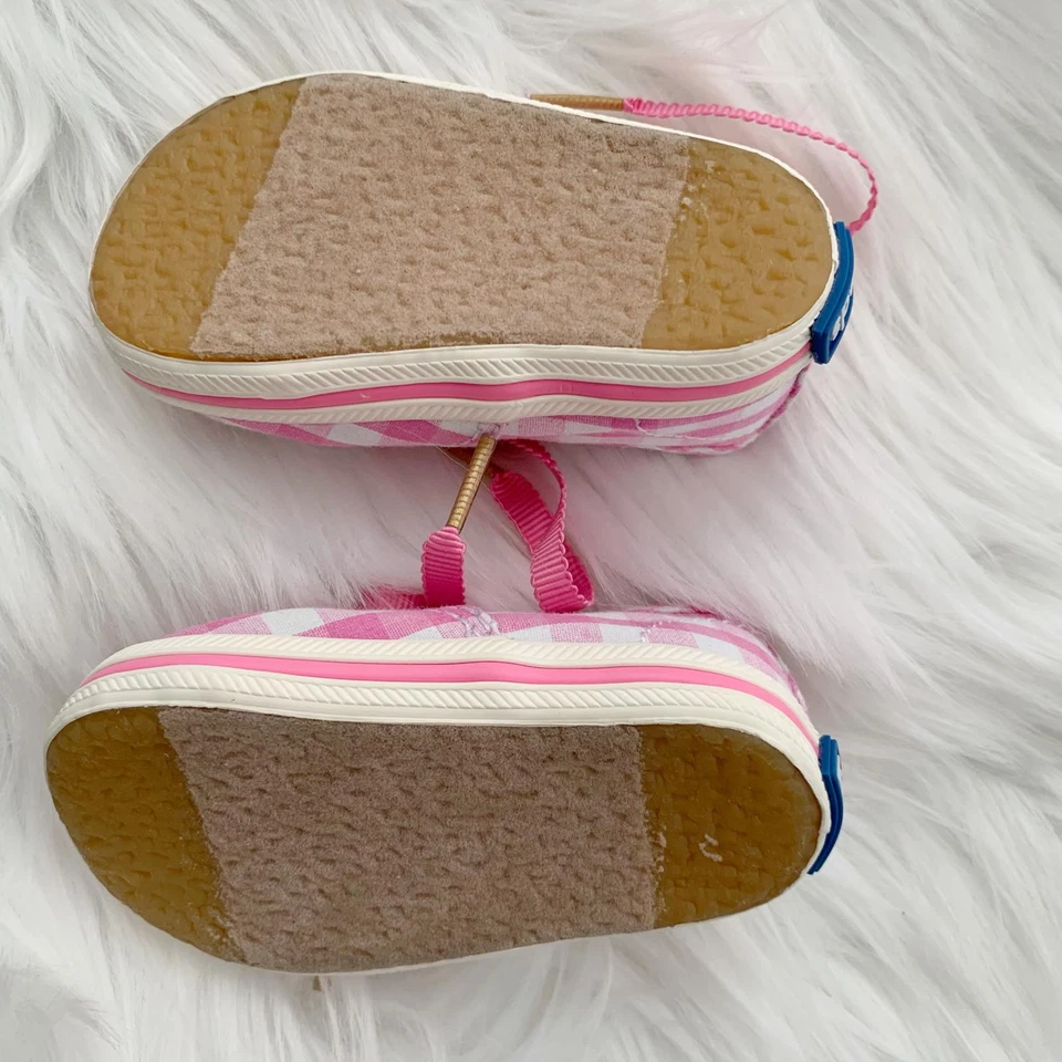 Kate Spade for Keds - Zapatillas Tenis Rosa Gingham y Cinta Dorada Encaje, Talla 1 Foto 4 de 4