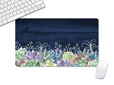 Navy Floral Desk Mat, Computer Gaming Keyboard MousePad Multiple Sizes - DMAT43