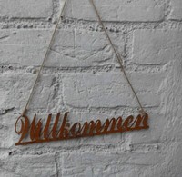 Dekoratives Eisenschild Schriftzug Willkommen Welcome Eisen Rost 25 Cm Inkl. Vk.