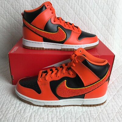 Nike Dunk High Retro Shoes Men's SZ 7 Chenille Swoosh Orange