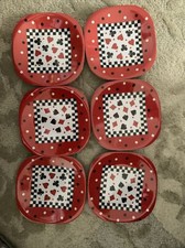 Keller Charles Melamine Appetizer Dessert Plate Red White Black Poker 5.5