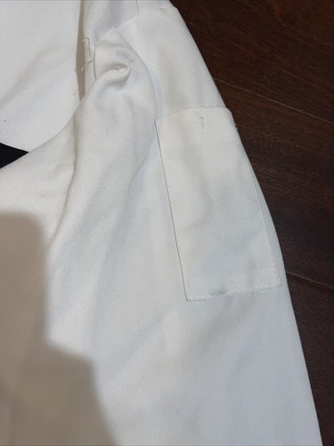 Chef Coat Food Jacket Black White Double Buttons Chest & Sleeve Pocket Size S - Picture 3 of 15