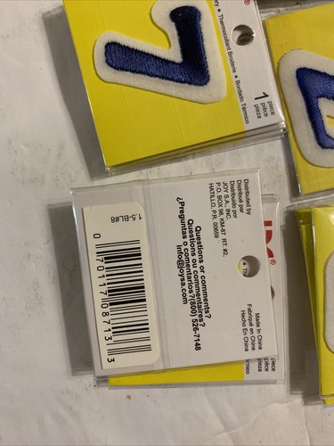 Joy Iron-On Embroidery. Letter Assortment Blue. Size 1.5 inch. - Picture 2 of 2