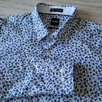 Hugo Boss x Thomas Mason men's Size L Slim fit Shirt Floral