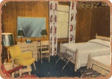 METAL SIGN - North Carolina Postcard - Washburn's Motel Court