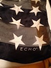 Echo Patriotic Stars Stripes Red Navy Design 100% Silk Scarf Square Vintage — photo 3