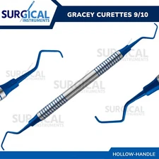 Dental Gracey Curettes 9/10 Blue Titanium Tips with Hollow Handle German Grade