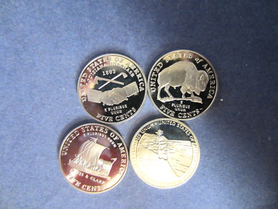 1 each-2005/2004-S Lewis Clark PROOF BISON OCEAN KEELBOAT PEACE MEDAL 4 coins
