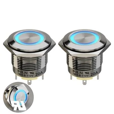 20 Amp 19 mm 3/4'' 2-Piece Latching High Current Pushbutton Switch 110V DC Sw...