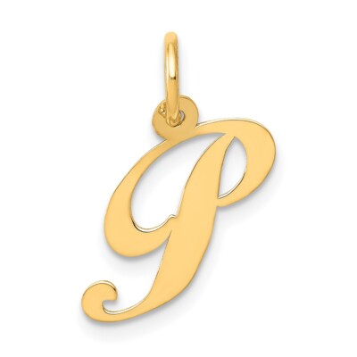 10k Gelbgold kleine ausgefallene Schrift Initiale P Charm Anhänger 0,29gm L-0,63 Zoll