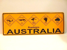 souvenir "Roadsigns Australia" metal sign showing some of their road hazards
