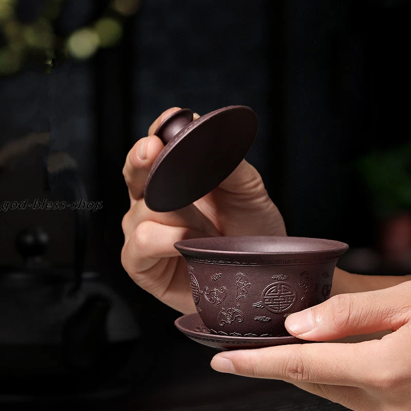 Platillo de tazón cubierto de mineral original 110 ml hecho a mano Gaiwan Real Yixing Zisha Tureen Foto 2 de 4