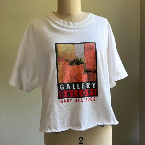 Vintage Y2K Gary Indiana Art Graphic Tee TShirt Crop Top Large Boxy Baggy 2002