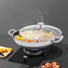 Skillet With Lid, Stainless Steel Frying Pan,14 Inch Non Stick Paella Pan