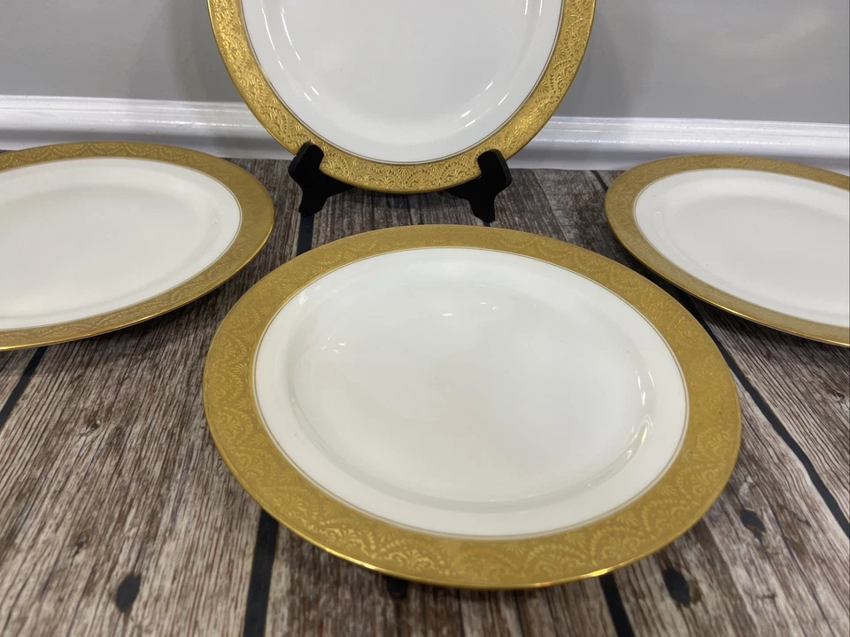 "Plato de cena vintage Elite Works Limoges Francia borde dorado 9 3/4"" ~RARO" Foto 4 de 4