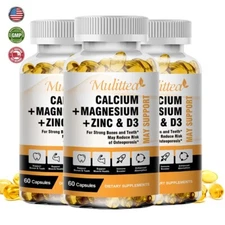 Calcium Magnesium Zinc Capsules with Vitamind3 for Strong Bones & Heart（3 Pack）
