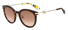 New Kate Spade New York KS Women's Keesey/G/S Oval Sunglasses, Havana, 53mm