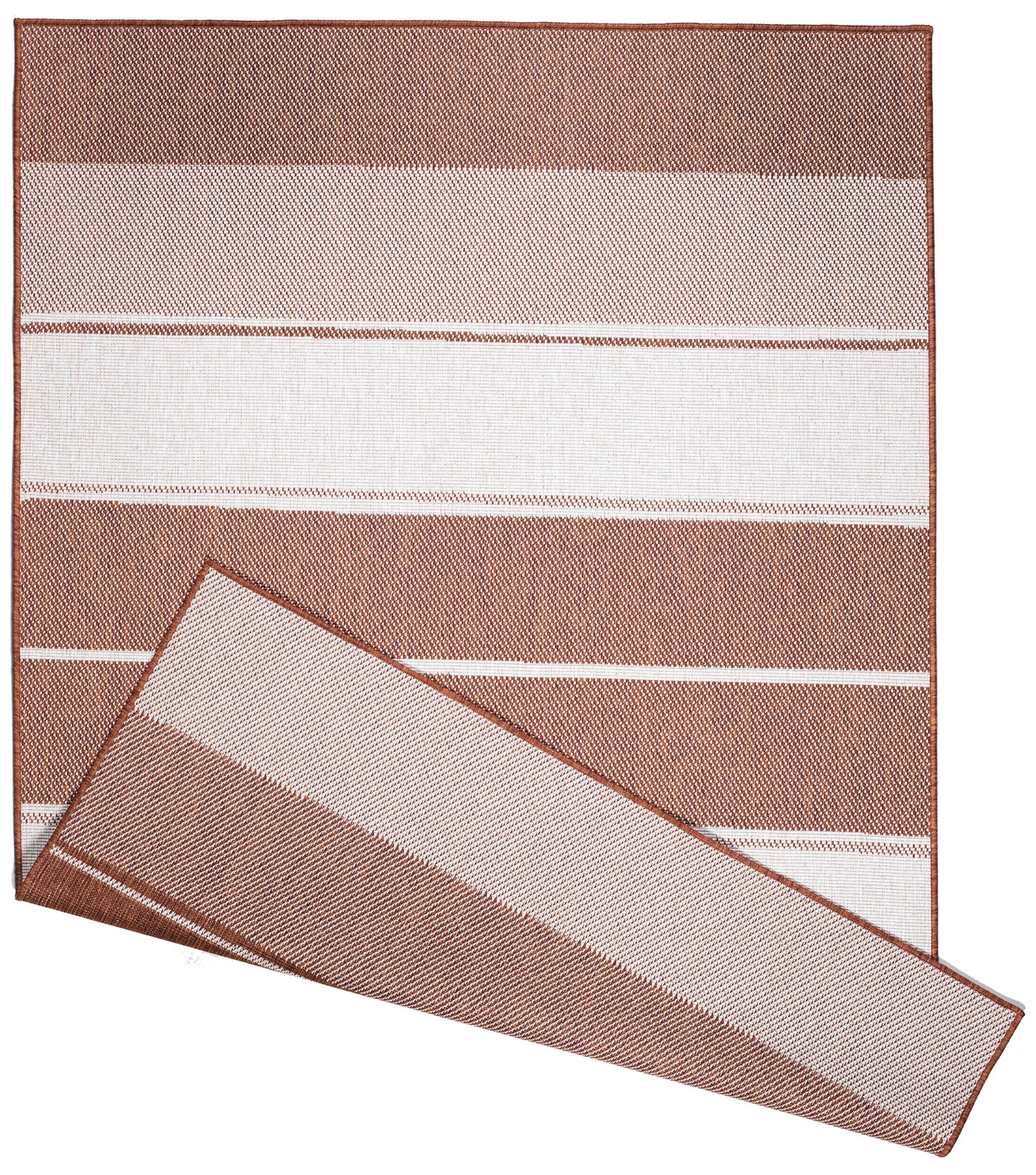 The Rugs Orange Duo Weave Outdoor Rug Stripes - 120X170 Cm - Image 3
