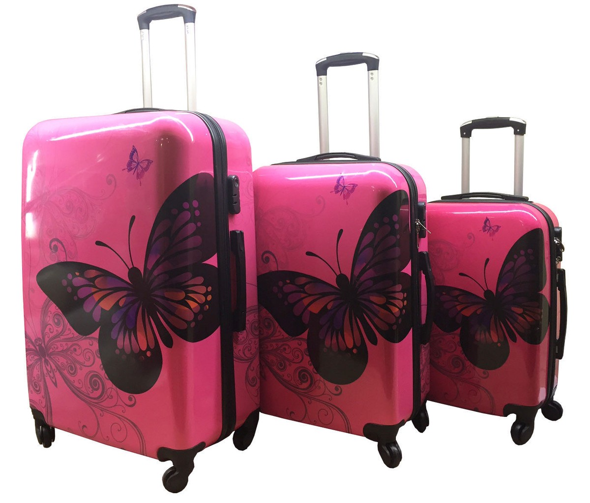 Valigia Rigida MAS Con Stampata Farfalla – Trolley 4 Ruote Cabina Leggero E Sicuro