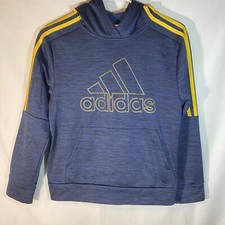 Adidas Blue Yellow strip youth size Medium Hoodie