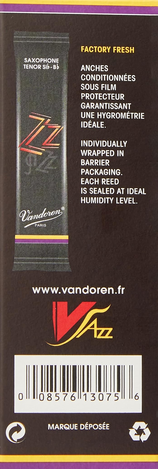 Vandoren ZZ Jazz Reed Strength 3 Brass and Woodwind Instruments 10 Pack