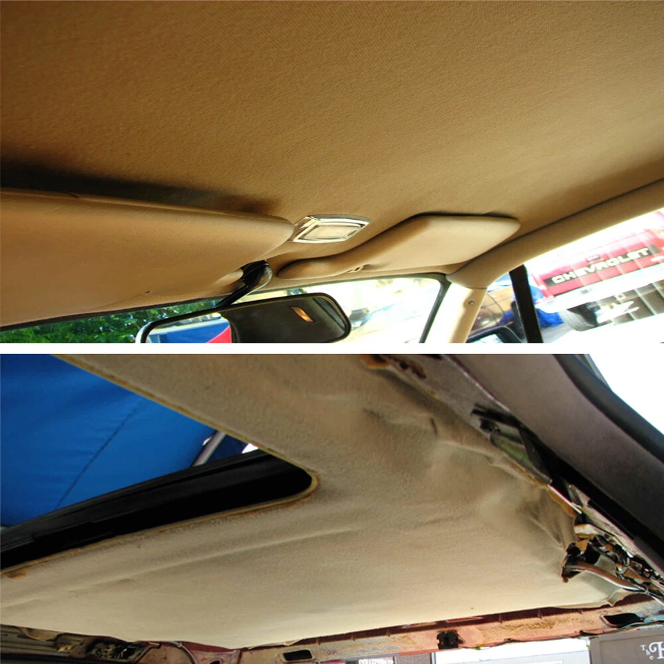 For BMW Audi Saab Kia Beige Velvet Headliner Fabric Foam Backed Replace 60“x84“ - Image 3 of 4