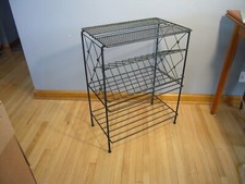 Vintage Mid Century Modern Metal Wire LP Record Rack Truntable Stand Storage MCM