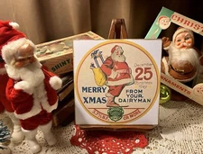 Retro Christmas Deco Advertisement, Santa Dairyman, Handcrafted Plaque / Sign #8