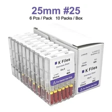 Dental K files Endo Root Canal file K-FILES 25mm Stainless Hand Use #6 #8 #10#15