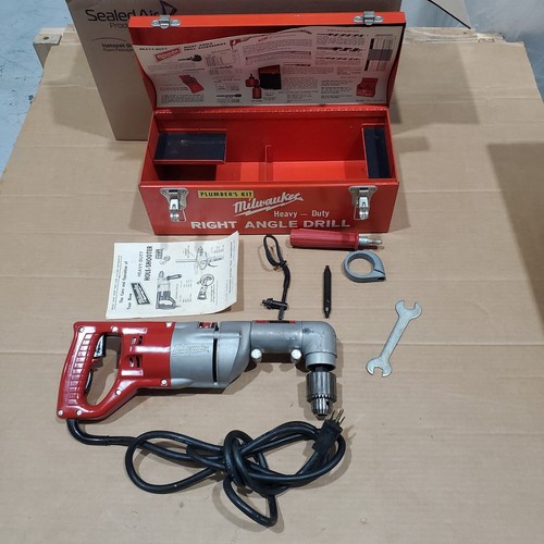Milwaukee 1201-1 Reversing Plumbers Right Angle Drill 3202 KIT USA - Picture 3 of 10